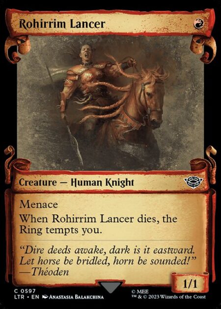 Rohirrim Lancer - Menace (This creature can't be blocked except by two or more creatures.)