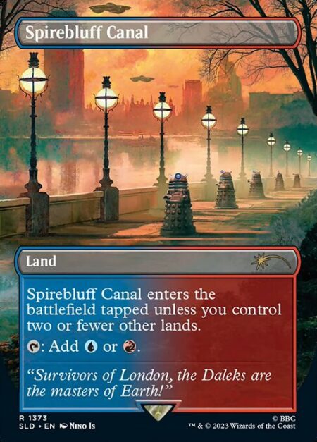 Spirebluff Canal - Spirebluff Canal enters the battlefield tapped unless you control two or fewer other lands.