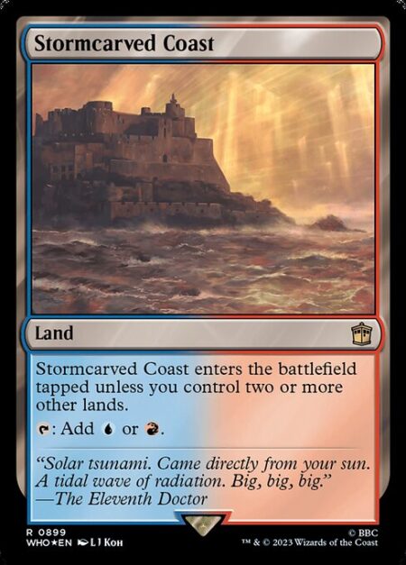 Stormcarved Coast - Stormcarved Coast enters the battlefield tapped unless you control two or more other lands.