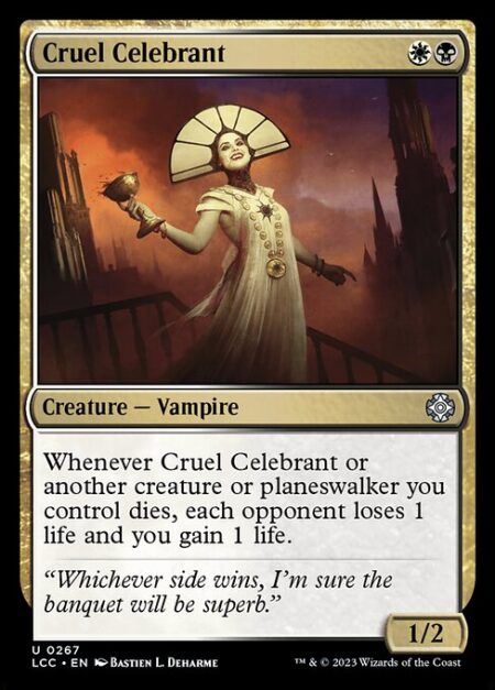 Cruel Celebrant - Whenever Cruel Celebrant or another creature or planeswalker you control dies