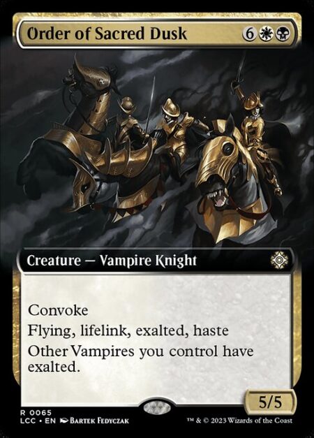 Order of Sacred Dusk - Convoke (Your creatures can help cast this spell. Each creature you tap while casting this spell pays for {1} or one mana of that creature's color.)