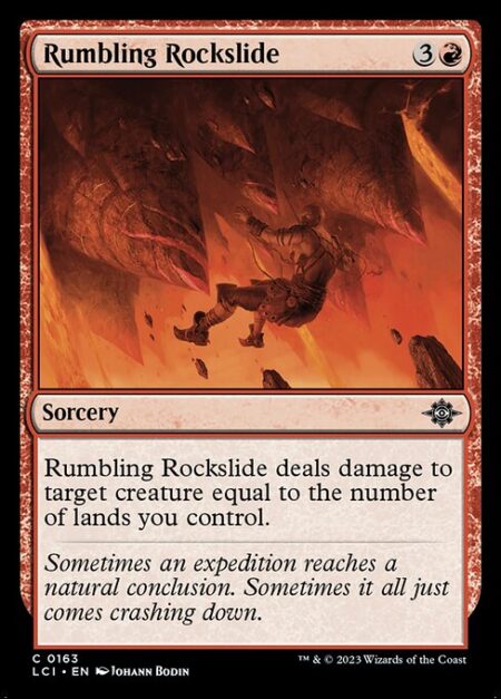 Rumbling Rockslide - Rumbling Rockslide deals damage to target creature equal to the number of lands you control.