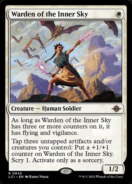 Warden of the Inner Sky - As long as Warden of the Inner Sky has three or more counters on it