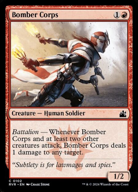 Bomber Corps - Battalion — Whenever Bomber Corps and at least two other creatures attack