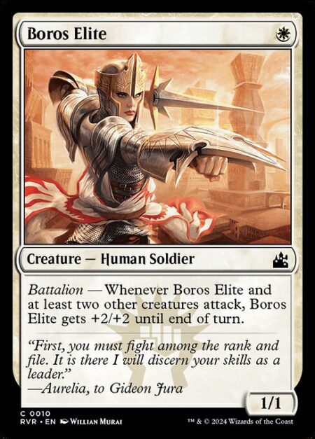 Boros Elite - Battalion — Whenever Boros Elite and at least two other creatures attack