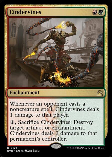 Cindervines - Whenever an opponent casts a noncreature spell