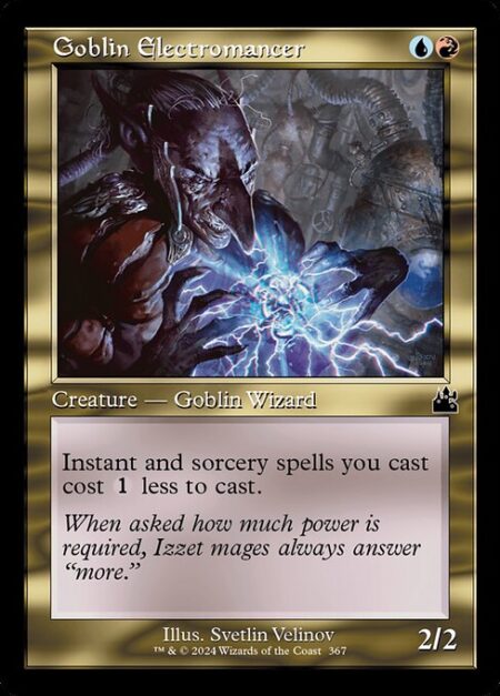 Goblin Electromancer - Instant and sorcery spells you cast cost {1} less to cast.