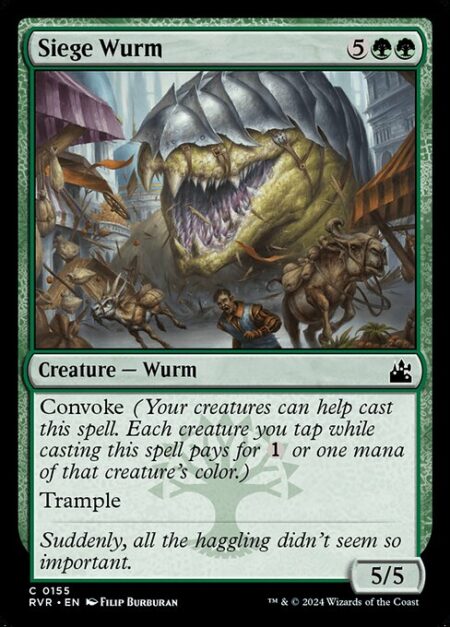 Siege Wurm - Convoke (Your creatures can help cast this spell. Each creature you tap while casting this spell pays for {1} or one mana of that creature's color.)