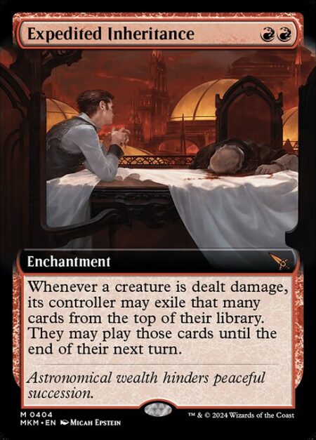 Expedited Inheritance - Whenever a creature is dealt damage