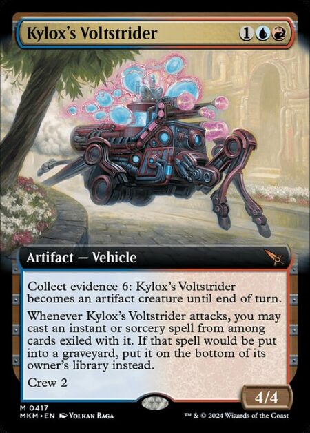 Kylox's Voltstrider - Collect evidence 6: Kylox's Voltstrider becomes an artifact creature until end of turn.