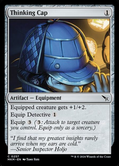 Thinking Cap - Equipped creature gets +1/+2.