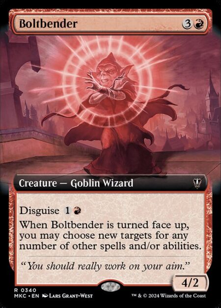 Boltbender - Disguise {1}{R} (You may cast this card face down for {3} as a 2/2 creature with ward {2}. Turn it face up any time for its disguise cost.)