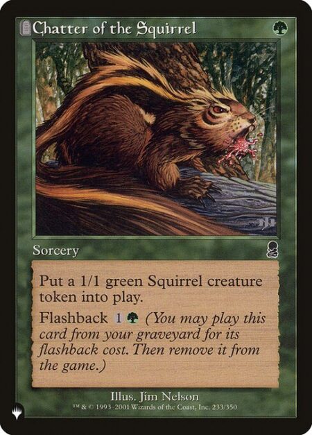 Chatter of the Squirrel - Create a 1/1 green Squirrel creature token.