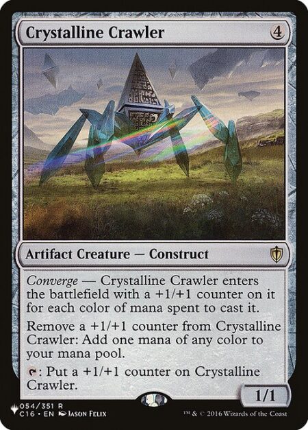 Crystalline Crawler - Converge — Crystalline Crawler enters the battlefield with a +1/+1 counter on it for each color of mana spent to cast it.