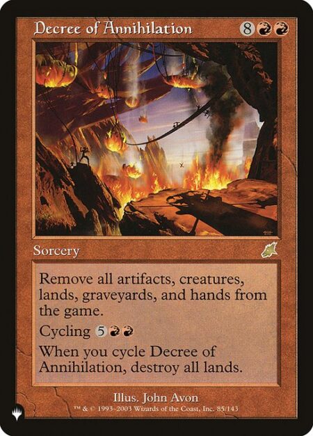 Decree of Annihilation - Exile all artifacts