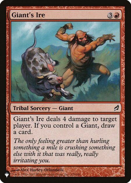 Giant's Ire - Giant's Ire deals 4 damage to target player or planeswalker. If you control a Giant