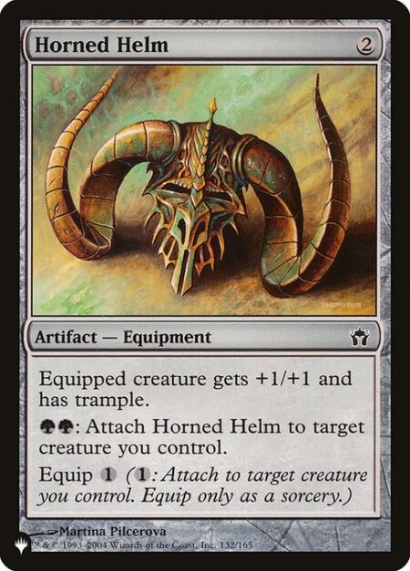 Horned Helm - Equipped creature gets +1/+1 and has trample.