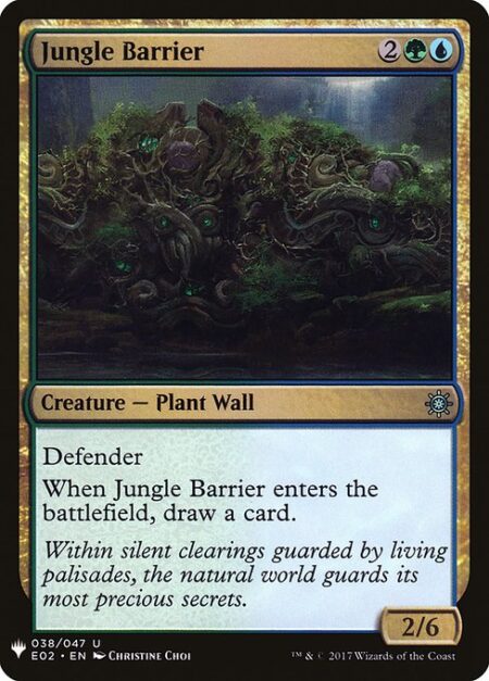 Jungle Barrier - Defender (This creature can't attack.)