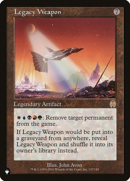 Legacy Weapon - {W}{U}{B}{R}{G}: Exile target permanent.