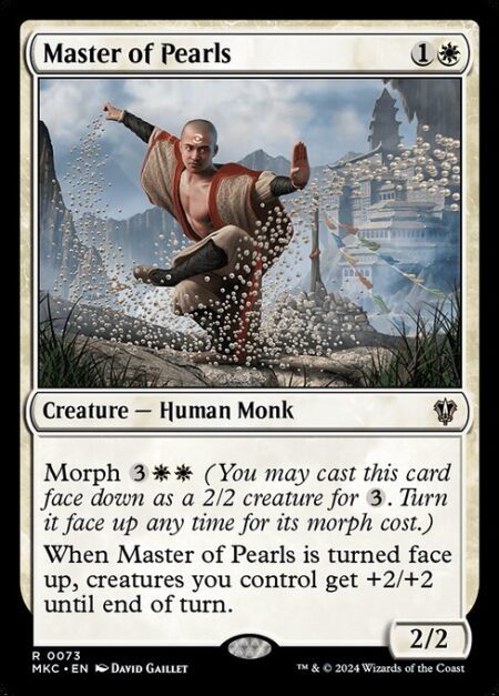 Master of Pearls - Morph {3}{W}{W} (You may cast this card face down as a 2/2 creature for {3}. Turn it face up any time for its morph cost.)