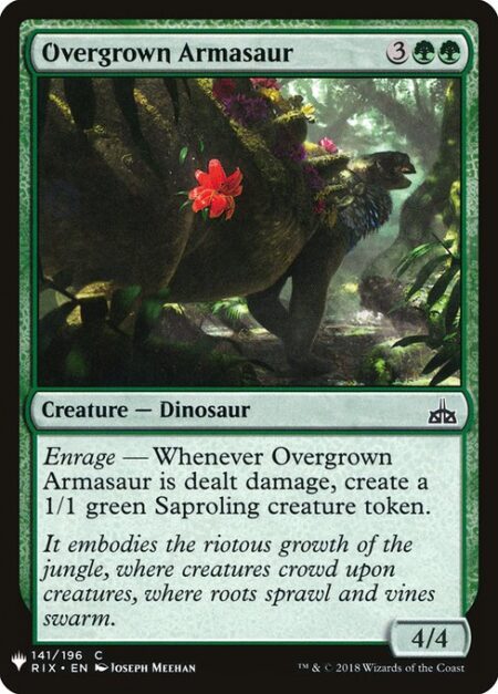 Overgrown Armasaur - Enrage — Whenever Overgrown Armasaur is dealt damage