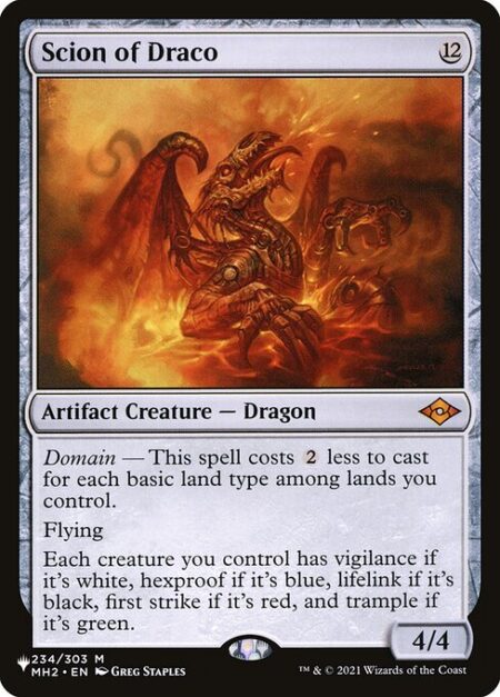 Scion of Draco - Domain — This spell costs {2} less to cast for each basic land type among lands you control.