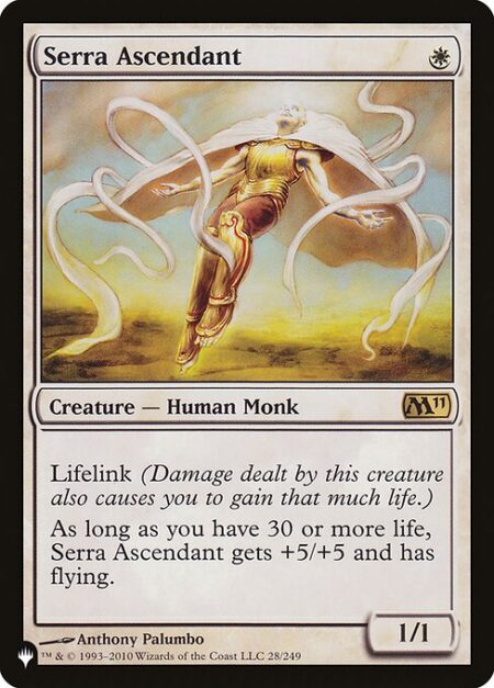 Serra Ascendant - Lifelink (Damage dealt by this creature also causes you to gain that much life.)