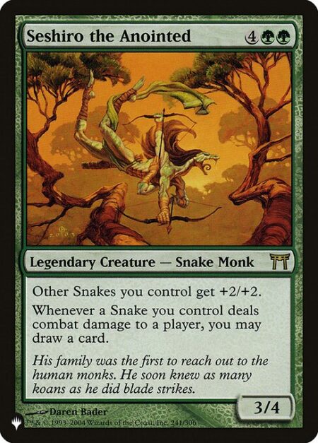 Seshiro the Anointed - Other Snake creatures you control get +2/+2.