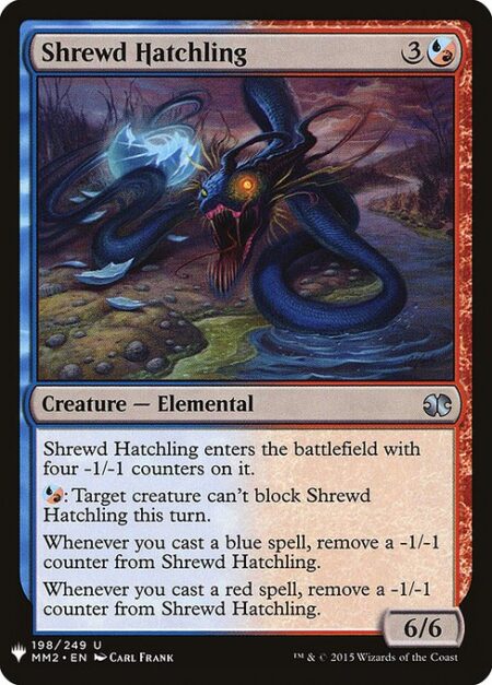 Shrewd Hatchling - Shrewd Hatchling enters the battlefield with four -1/-1 counters on it.