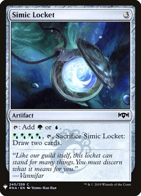 Simic Locket - {T}: Add {G} or {U}.