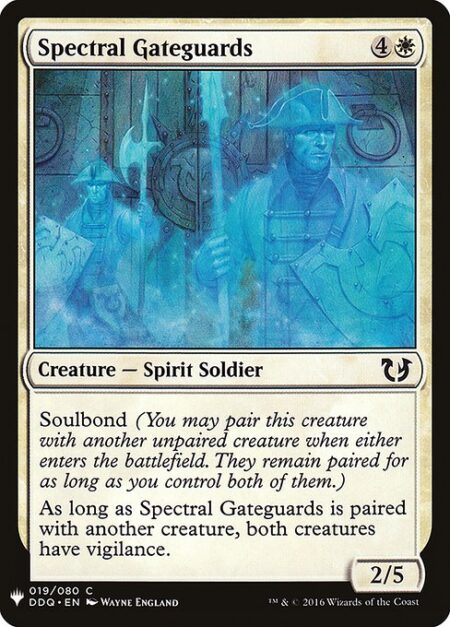 Spectral Gateguards - Soulbond (You may pair this creature with another unpaired creature when either enters the battlefield. They remain paired for as long as you control both of them.)