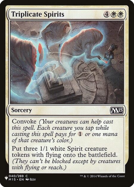 Triplicate Spirits - Convoke (Your creatures can help cast this spell. Each creature you tap while casting this spell pays for {1} or one mana of that creature's color.)