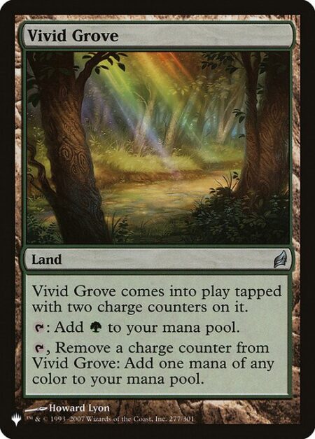 Vivid Grove - Vivid Grove enters tapped with two charge counters on it.