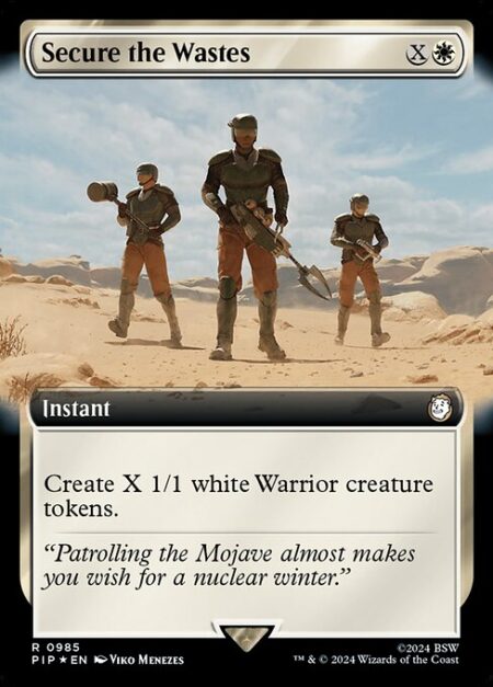 Secure the Wastes - Create X 1/1 white Warrior creature tokens.