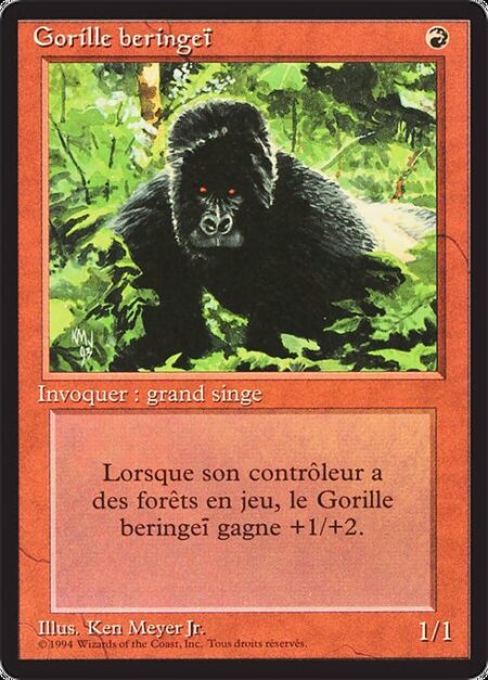 Kird Ape - Kird Ape gets +1/+2 as long as you control a Forest.