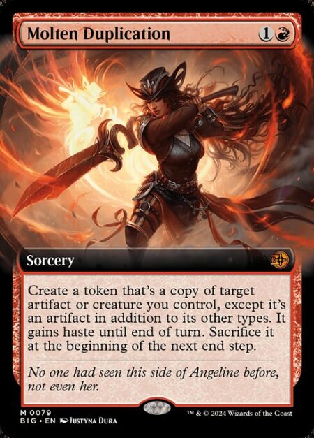 Molten Duplication - Create a token that's a copy of target artifact or creature you control