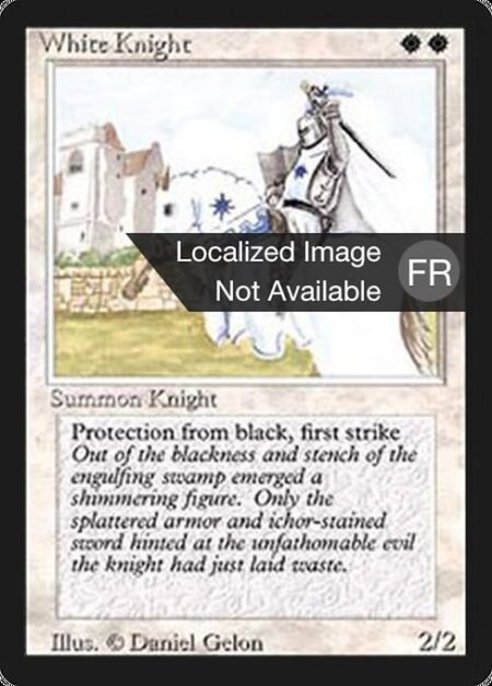 White Knight - First strike (This creature deals combat damage before creatures without first strike.)