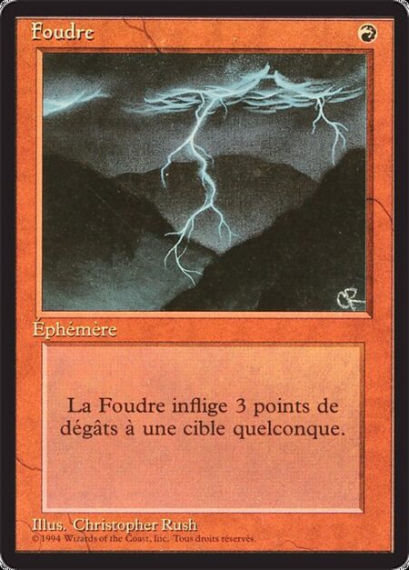 Lightning Bolt - Lightning Bolt deals 3 damage to any target.