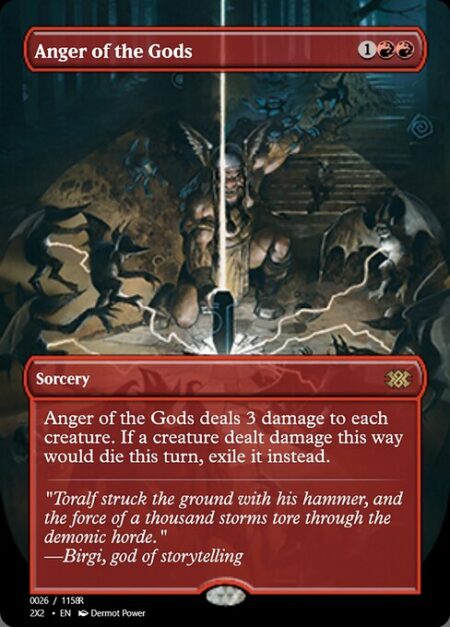 Anger of the Gods - Anger of the Gods deals 3 damage to each creature. If a creature dealt damage this way would die this turn