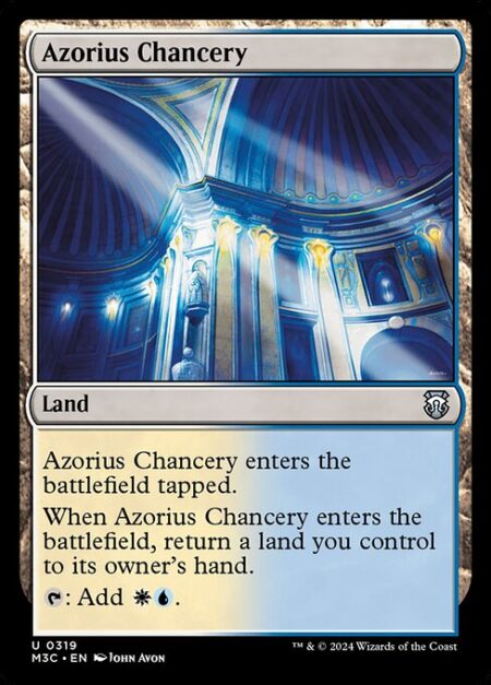 Azorius Chancery - Azorius Chancery enters the battlefield tapped.