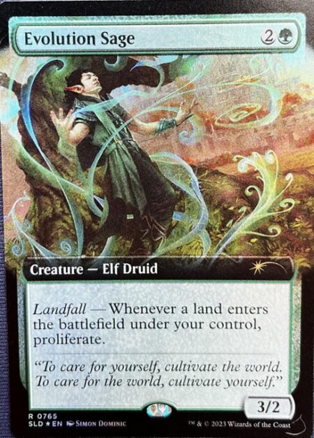 Evolution Sage - Landfall — Whenever a land enters the battlefield under your control