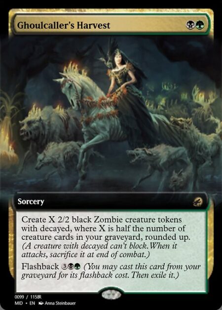 Ghoulcaller's Harvest - Create X 2/2 black Zombie creature tokens with decayed