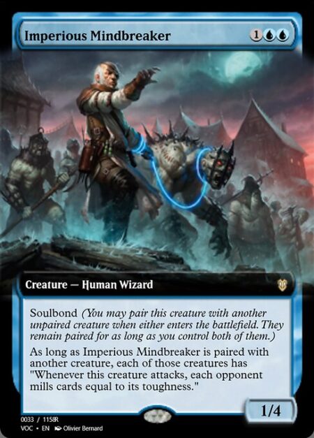 Imperious Mindbreaker - Soulbond (You may pair this creature with another unpaired creature when either enters the battlefield. They remain paired for as long as you control both of them.)