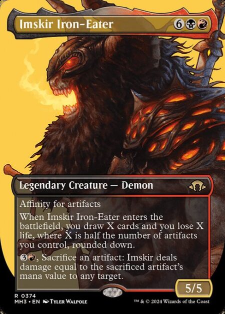 Imskir Iron-Eater - Affinity for artifacts (This spell costs {1} less to cast for each artifact you control.)