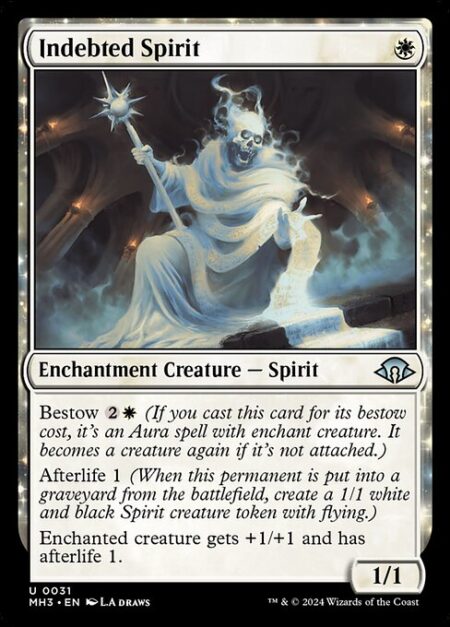 Indebted Spirit - Bestow {2}{W} (If you cast this card for its bestow cost