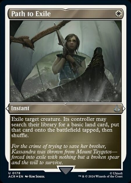 Path to Exile - Exile target creature. Its controller may search their library for a basic land card