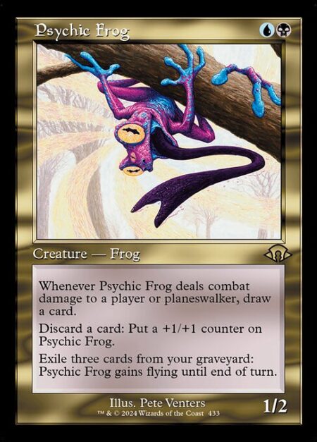 Psychic Frog - Whenever Psychic Frog deals combat damage to a player or planeswalker