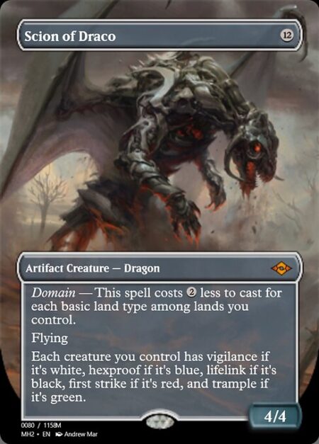 Scion of Draco - Domain — This spell costs {2} less to cast for each basic land type among lands you control.