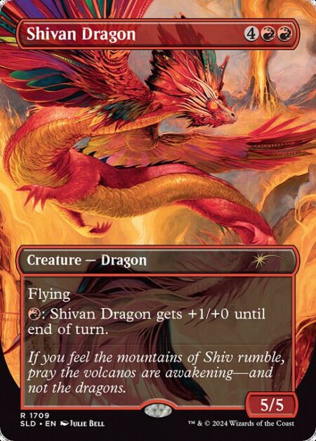 Shivan Dragon - Flying (This creature can't be blocked except by creatures with flying or reach.)