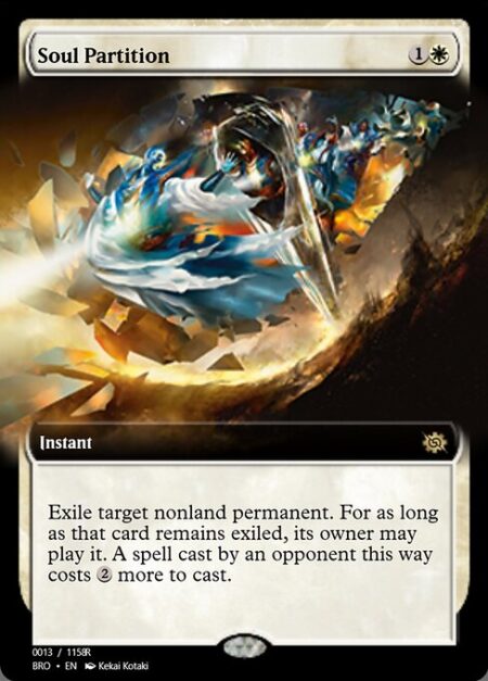 Soul Partition - Exile target nonland permanent. For as long as that card remains exiled